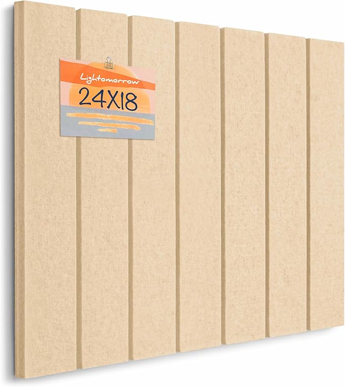 Bulletin Board, 24 x 18 inches Felt Board Decorative Pin Board, 4' x 3' Cork Board Alternative for Wall, Foldable Photo Board with 20 Pushpins - Beige Brown Stripes