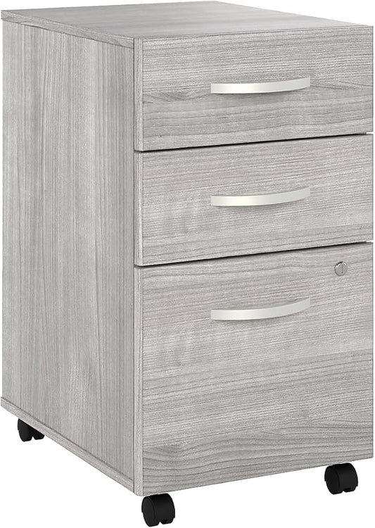 Bush Business Furniture Hybrid 3 Drawer Mobile File Cabinet-Assembled, Platinum Gray
