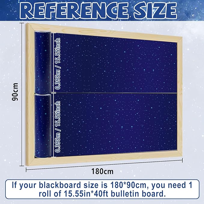 Blue Night Sky Bulletin Board Roll Reusable Waterproof Erasable Outer Space Non-Woven Fabric Bulletin Board Not Easy to Fade Wrinkle Resistant Galaxy Poster for Classroom Decor Wrap Craft 15.5" x40ft