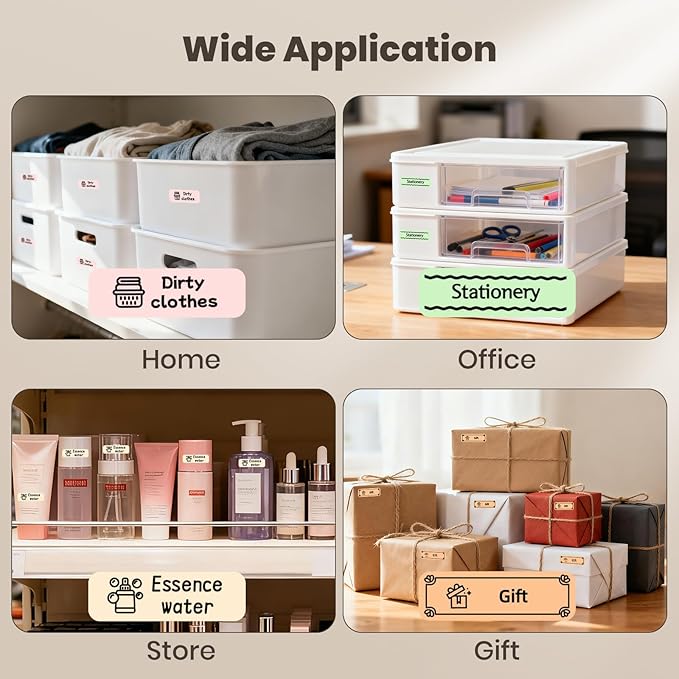 Label Maker Machine with Tape Portable Bluetooth Mini Sticker Printer Wireless Small Labeler with Multiple Templates for Home School Office Organization