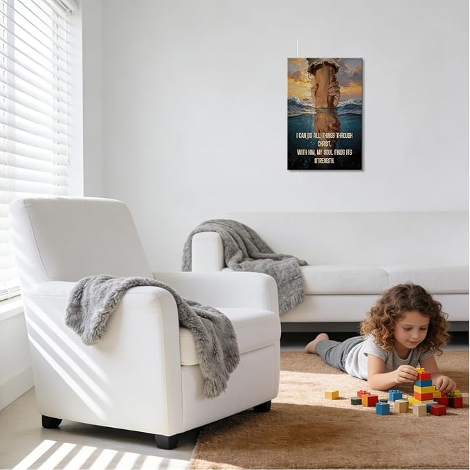 YOUHONG Jesus Wall Art Jesus Picture Christian Decor Religious Wall Decor with Built-in Wooden Frame Christian Art Religious Posters Ready to Hang for Living Room Decoration (12x15.7 Inch)