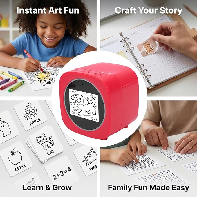 Pomya AI Smart Voice Sticker Printer with 2.4 Inch Display Screen, Portable Inkless Thermal Label Maker, Mini DIY Sticker Maker Machine with Printing Paper for Home, School, Office
