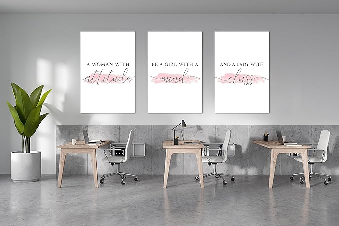 3 Piece Motivational Quotes Canvas Print Pictures Wall Decor, Framed Artwork Home Office Decor 24"x36" x 3 Pcs