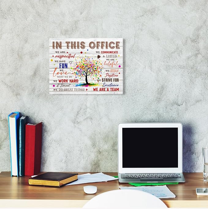 In This Office Wall Decor,Positive Teamwork Quote We Are Team Wall Art Canvas Framed for Home Office Wall Decor 12 x 15 in
