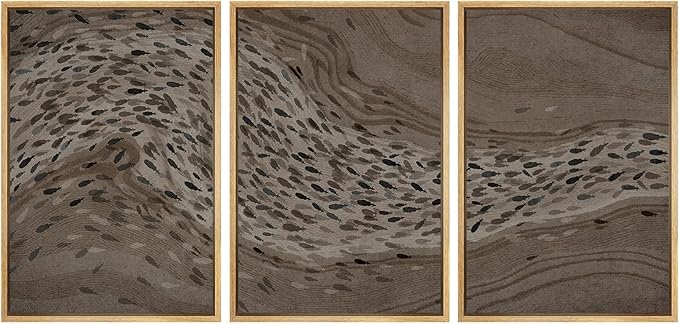 SIGNWIN Framed Canvas Print Wall Art Set Bison Migration African Animal Migration Illustrations Modern Art Decorative Abstract for Living Room, Bedroom, Office - 24"x36"x3 Natural