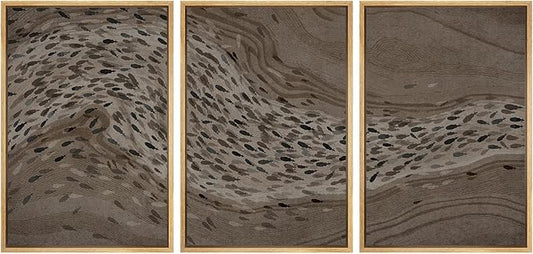 SIGNWIN Framed Canvas Print Wall Art Set Bison Migration African Animal Migration Illustrations Modern Art Decorative Abstract for Living Room, Bedroom, Office - 24"x36"x3 Natural