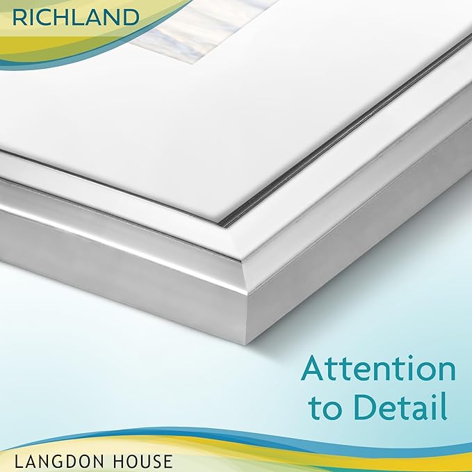 Langdon House - 8x8 Silver Picture Frame with Mat to 4x4 - Distinguished Edging for Classic Style - Richland Collection