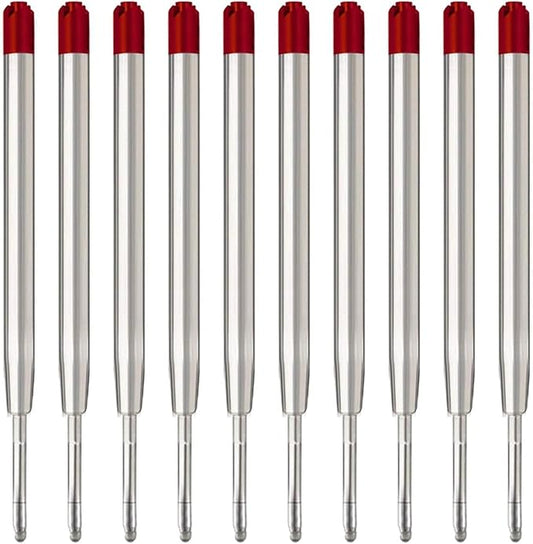 MengRan 3.9'' Ballpoint Ink Pen Refills for Click Pens,1mm Medium Tip,Compatible with Parker Pen Refill (Red Ink-10 Pcs)