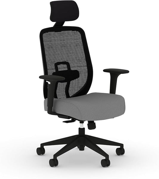 HON Altern Ergonomic Office Chair with Headrest, Arms, Wheels, Foam Cushion Seat, Mid Back Home Office Desk Chair Comfy, Gaming Chair, Height Adjustable Arms, Synchro-Tilt, Black Frame, Frost