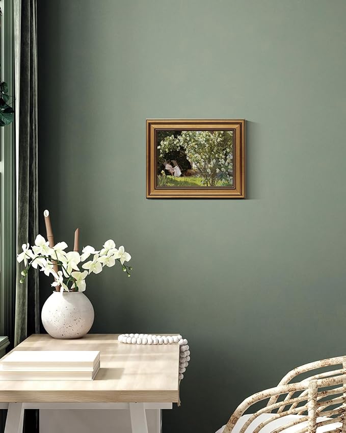 Gold Framed Wall Art Vintage Canvas Wall Art Retro French Country Garden Women Flower Artwork Prints Picture for Living Room Bedroom Farmhouse Bathroom Office Decor, 8x10