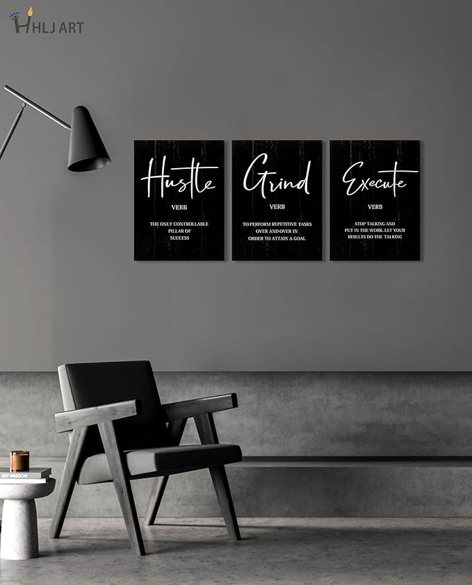 Inspirational Quotes Office Wall Art: Uplifting Motivational Poster Positive Office Decor, Black Picture Inspiring Sayings Prints 12x16” 6 Piece