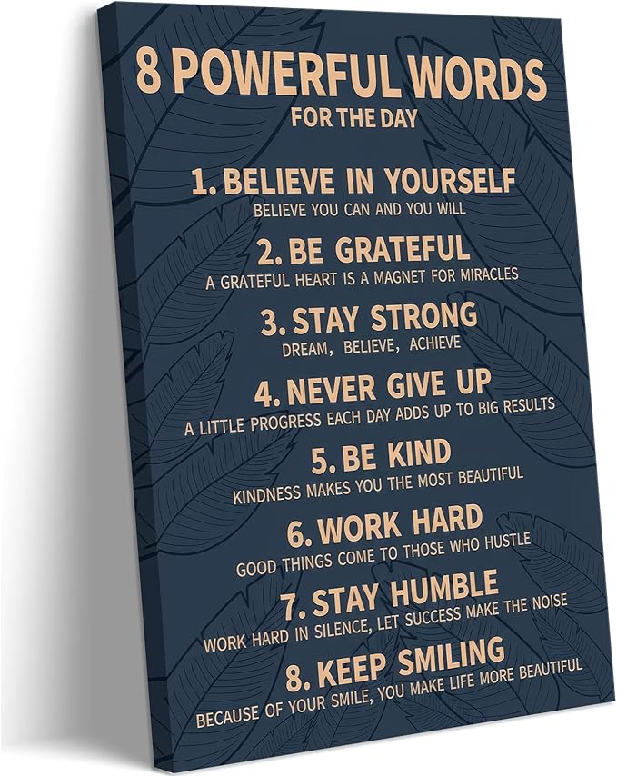 8 Rules Of Life Canvas Wall Art Motivational Office Painting Picture Wall Decor Inspirational Positive Sayings Poster Print Artwork for Suitable for Office School Library Decor 24x36 in Wrapped Canvas