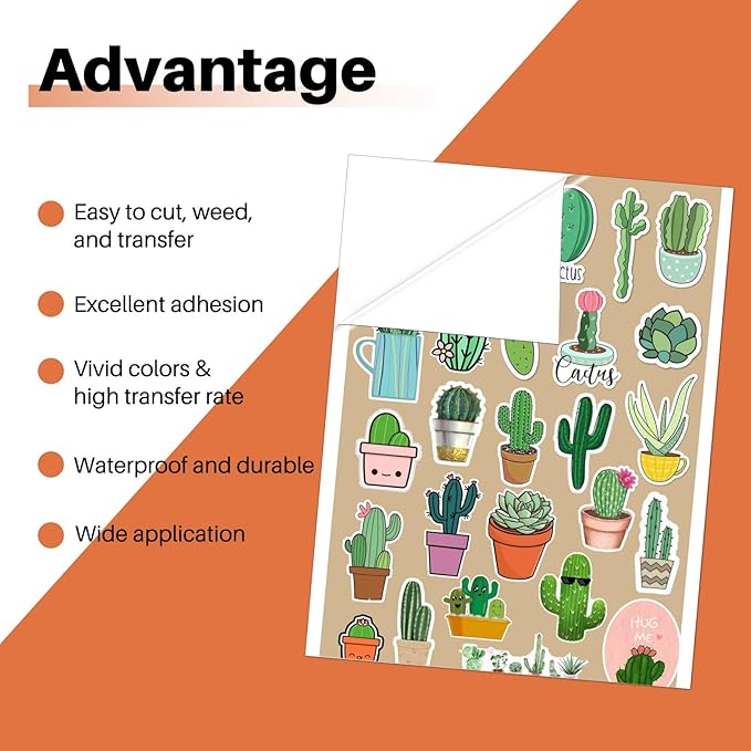 HTVRONT Sublimation Sticker Paper - 20 Pcs Matte White Waterproof Sublimation Stickers