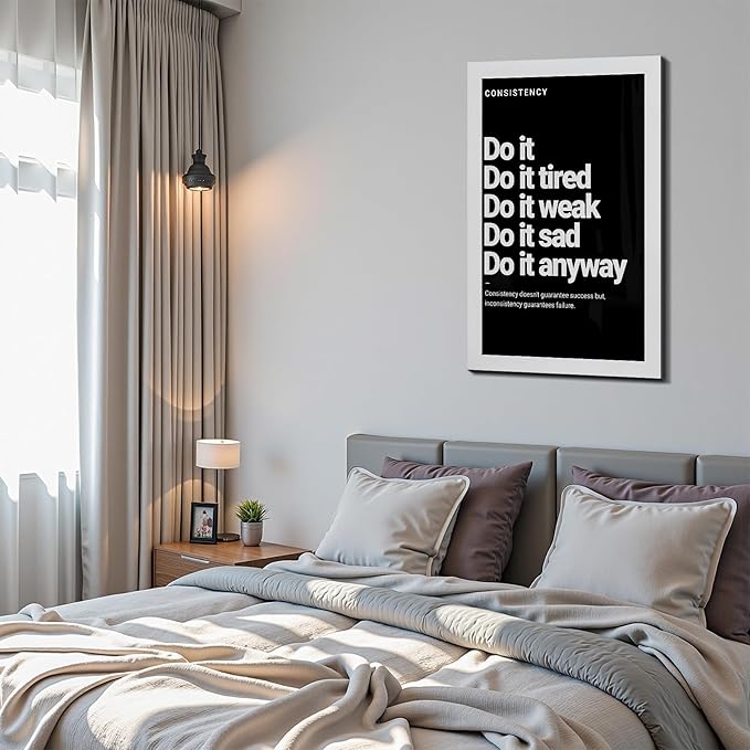 FLZYKGPA Do It Anyway Quote: Consistency Vintage Sign – Motivational Canvas Wall Art for Home Gym, Workout Room, Man Cave, Office, Dorm & Gift.Made in USA