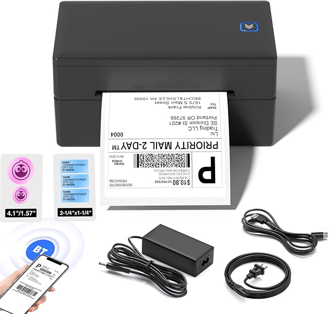 Bluetooth Thermal Shipping Label Printer for Small Business Office or Home,Wireless 4x6 Label Printer,Printers for Shipping Package, Compatible with iPhone & Android, Amazon, Shopify, USPS