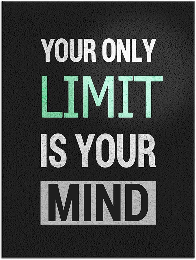 Motivational Office Wall Decor Inspirational Limit Canvas Wall Art Positive Poster Print Entrepreneur Quote Wall Picture Print Artwork for Home Bedroom Living Room Framed Ready to Hang [18''Wx24''H]