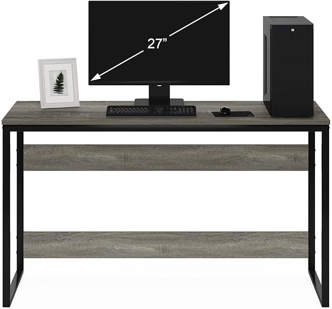 Furinno Moretti Modern Lifestyle Enhanced Study Desk 52 Inch, 52-Inch, French Oak Grey