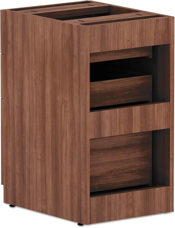 Alera Alera Valencia Series Full Pedestal File, Left/Right, 3-Drawer: Box/Box/File, Legal/Letter, Modern Walnut,15.63 x 20.5 x 28.5