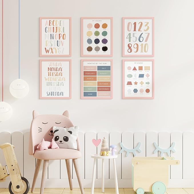 upsimpes 11x14 Picture Frame Set of 5, Display Pictures 8x10 with Mat or 11x14 Without, Wall Gallery Photo Frames, Pink