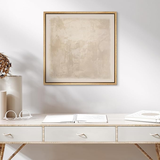 SIGNWIN Framed Canvas Print Wall Art Minimalist Beige Abstract Neutral Tone Illustration Modern Art Decorative Nordic Minimal Calm/Zen for Living Room, Bedroom, Office - 24"x24" Natural
