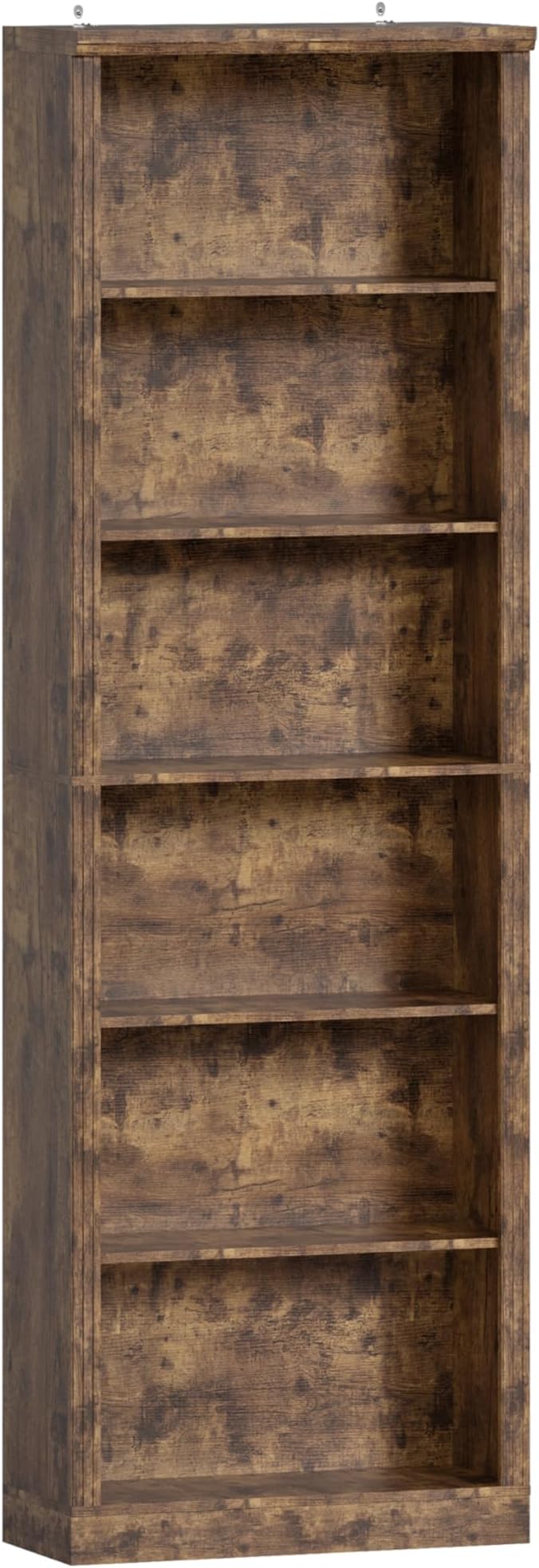 Tall Bookshelf, 6-Tier Bookcase with 2 Adjustable Shelves, Modern Farmhouse Storage for Living Room, Entryway, Office, 23.6" W x 74.8" H x 10.6" D, Brown