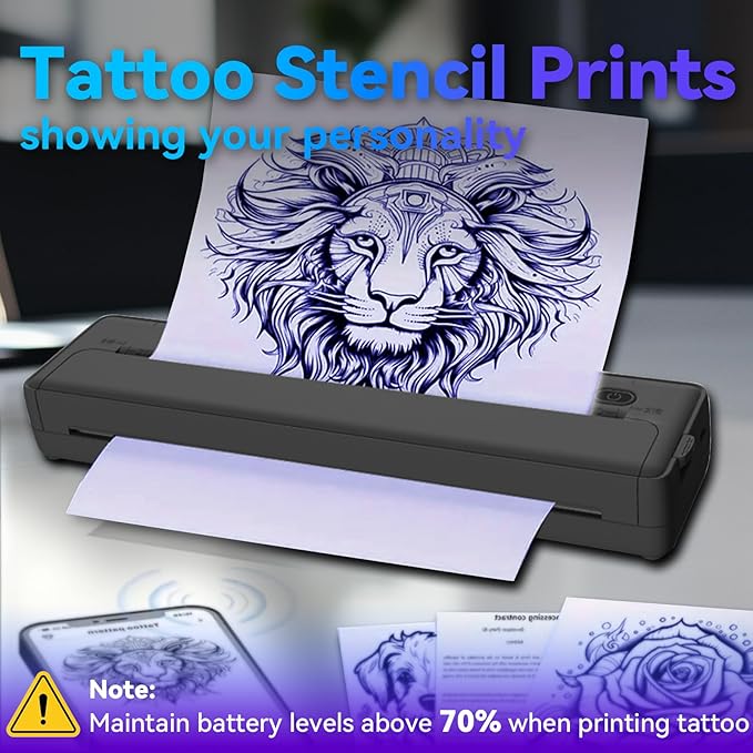 2-In-1 Bluetooth Thermal Printer & Tattoo Stencil Printer X8 - Inkless Portable Printers Wireless for Travel Office Home Use, Impresora Termica Portatil, Best 100 Dollar Gift for Christmas