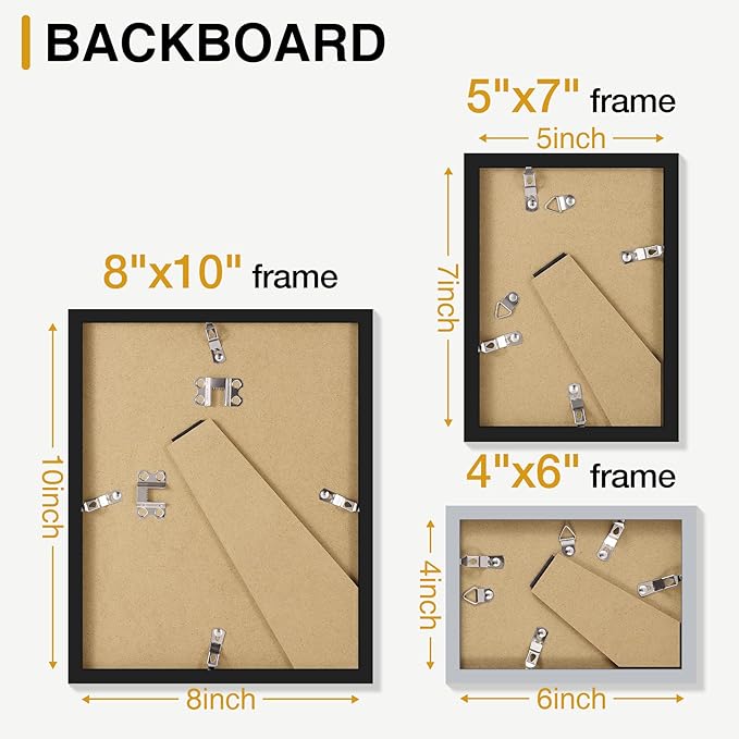 decorUhome Assorted Picture Frames Collage Wall Decor for Photo Gallery Display Set of 12 Including Four 8x10 / Four 5x7 / Four 4x6 for Family Wall Decor, Black/Brown/Grey, 12 Pack