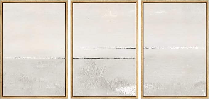 SIGNWIN Framed Canvas Print Wall Art Set Gray Duotone Pastel Watercolor Landscape Shapes Abstract Illustrations Modern Art Decorative Nordic Zen for Living Room, Bedroom, Office - 16"x24"x3 Natural