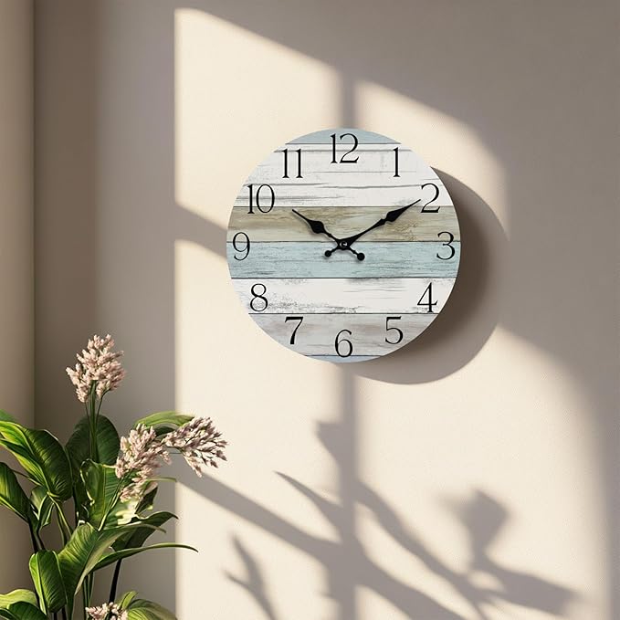 HYLANDA Wall Clock, 16 Inch Silent Non Ticking Wall Clocks Battery Operated, Rustic Clocks Decorative for Living Room, Kitchen, Bathroom, Bedroom