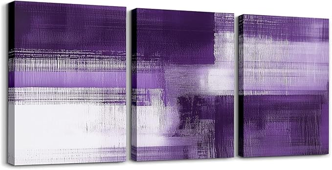 jejeloiu Purple Abstract Art 3 Piece Canvas Wall Art for Living Room Bedroom Modern Art Picture Wall Decor 12"x16"x3pcs Abstract Oil Painting Office Decorations Artwork Posters