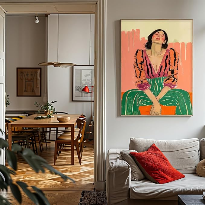 Woman Poster for Room Aesthetic Vintage Woman Wall Art Feminist Posters Women Portrait Painting Confident Female Figure Painting Eclectic Gallery Decor for Bedroom Living Room Dorm 16x24 Inch UnFramed