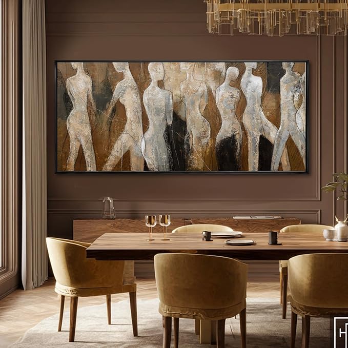 CHUDANHAO Abstract Wood Wall Art Figure Decorative Pictures Line Large Artwork 40"x86" Painting for Living Room Posters for Bedroom