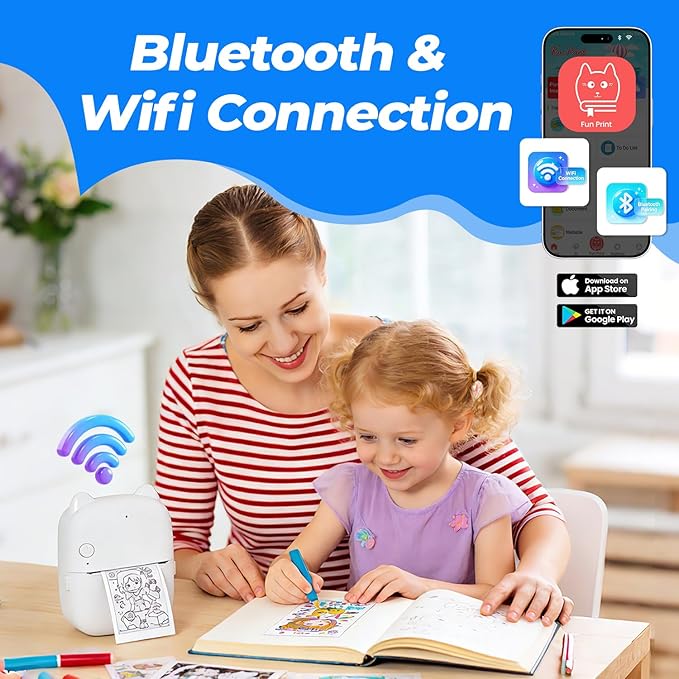 AI Voice Sticker Maker, Mini Bluetooth Thermal Printer for Journaling&Office&Study, Inkless Portable Sticker Printer, Smart Voice-to-Image Generation Printer for Scrapbooking&DIY, iphone & Android