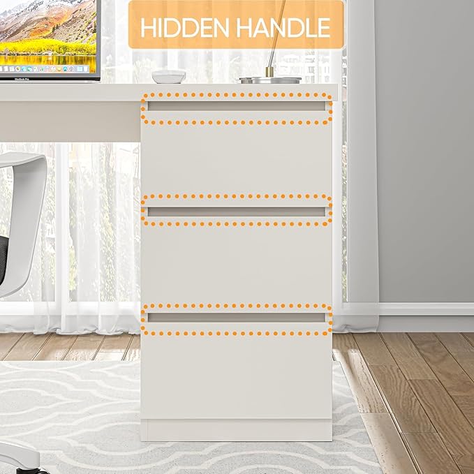 furtble White Desk with Drawers, 55'' W Home Office Computer Desk Gaming Table, Modern Vanity Desk with Storage, Wood Writing Workstation for Bedroom, Living Room, White