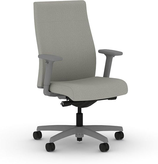 HON Ignition 2.0 Fabric Office Chair, Upholstered, Adjustable Arms, Advanced Synchro-Tilt Recline Executive Ergonomic Office Chair, Titanium Frame, Fog