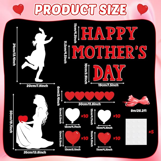 Mother's Day Bulletin Board Set Happy Mother's Day Classroom Bulletin Board Decorations Mother Child Silhouette Cutouts DIY Craft Decor for Preschool Nursery Toddler Kids Decor Wall Door