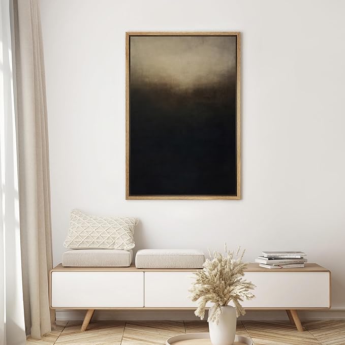 SIGNWIN Framed Canvas Print Wall Art Dark Gradient Abstract Illustrations Minimalism Decorative for Living Room, Bedroom, Office - 16"x24" Natural
