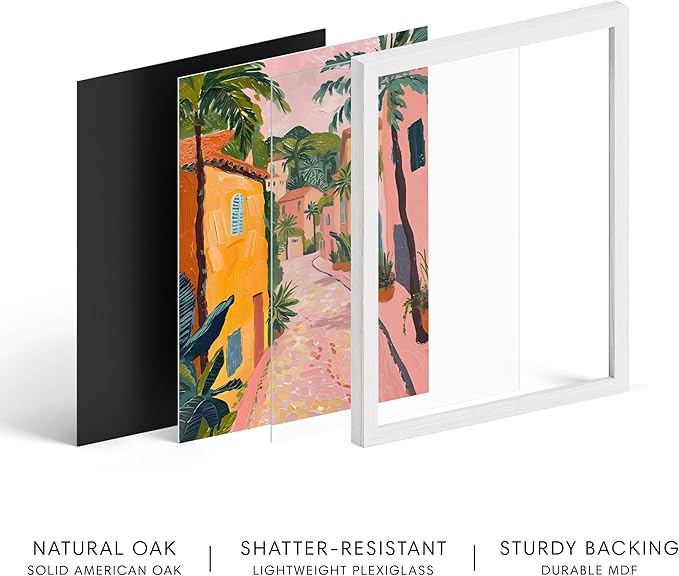 HAUS AND HUES Floral Art Wall Decor - Wildflowers Wall Art for Living Room, Floral Artwork for Bedroom Walls, Flower Painting for College Girls Dorm Room (Palm Tree City, White Frame, 11x14)
