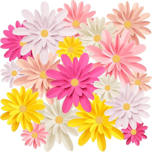 18 Pcs Paper Flowers Decorations for Wall DIY Flower Bulletin Board 3D Fiesta Paper Floral Backdrop Decoration for Photo Backdrop Classroom Back to School Party(Elegant Colors)