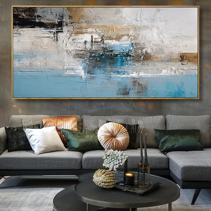 Wall Art Abstract Canvas Painting Blue Fantasy Colorful Wall Decor Modern Artwork for Living Room Bedroom Dining Room Home Office Decor 30"x60" with Framed