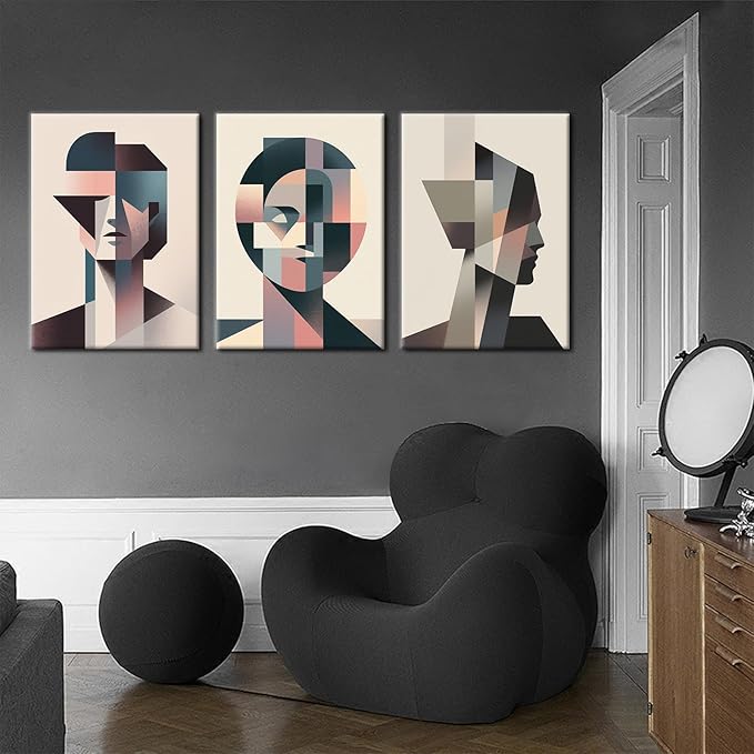 YSPCSUN Abstract Modern Minimalism Wall Artwork Geometric Stitching Combinations Picture Painting for Home Office Parlour Kitchen Wall Decor Artwork Decorative Ready to Hang [60''Wx28''H]