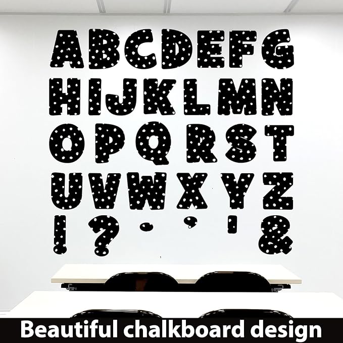 150 PCS Large 7" Bulletin Board Letters Set, Black White Polka Dots Classroom Alphabet Cutout Letter for Bulletin Board Display Home School Class, A Great Helper to Inspire Students' Learning Interest