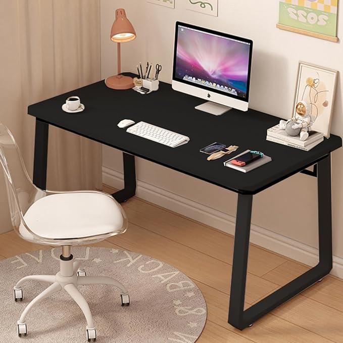 Small Office Computer Desk Writing Desk Waterproof and Scratch-Resistant,Sturdy Study Writing Desk with Wooden Tabletop and Metal Frame for Bedroom