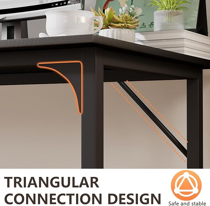BestOffice Computer Desk,Home Office Desk, Modern Simple Style for Home Office Study Writing (Black, 63 Inch)