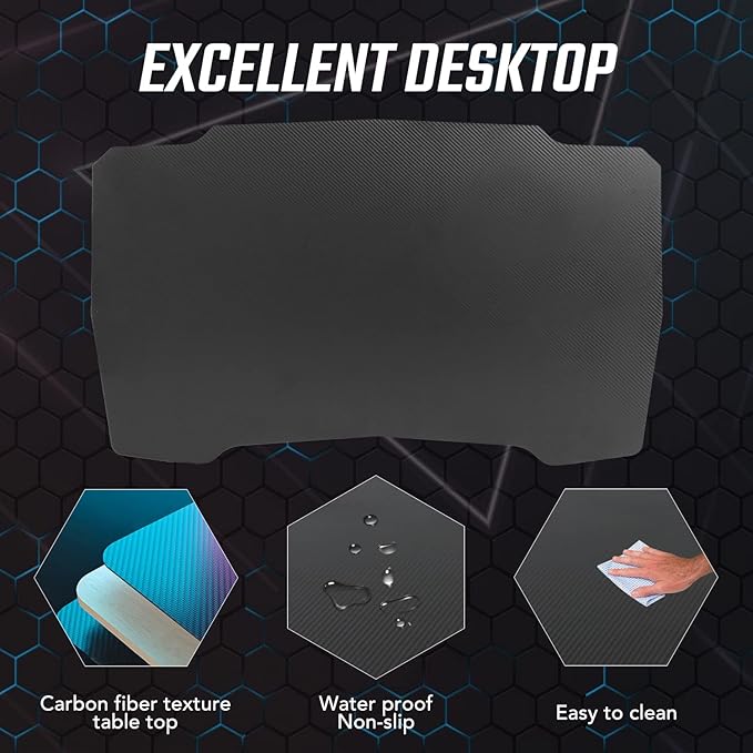 BestOffice Gmaing Desk Z Shaped 39.4in Computer Gaming Workstation Ergonomic Gaming Table with Headphone Hook for Game Players, Blue