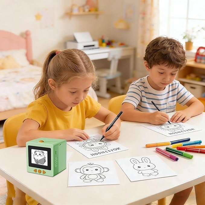 AI Voice Sticker Printer | Smart Mini Thermal Printer Box | AI Voice Control Label Sticker Maker Machine with Display | DIY Mini Photo Label Printers Smart Toy for Kids, Office & School