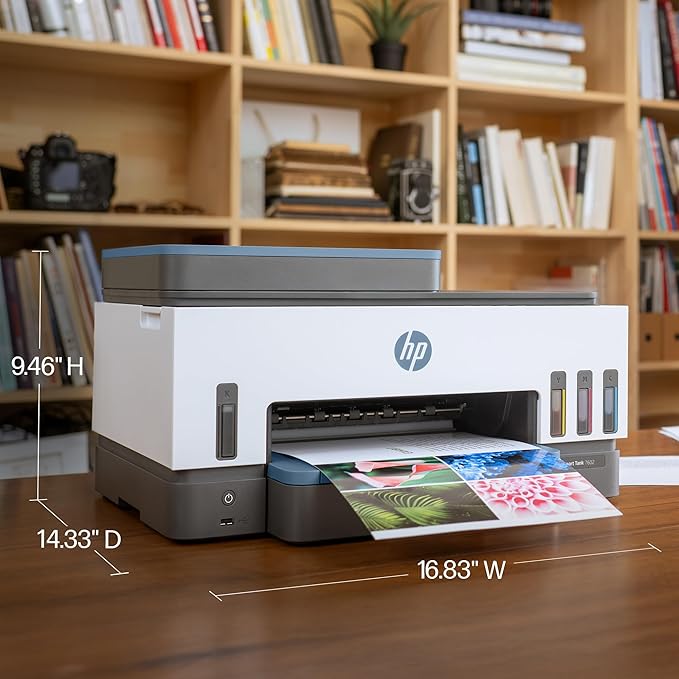 HP Smart Tank 7602 Wireless All-in-One Ink Tank Printer, Scanner, Copier with 2 Years of Ink Included, Best-for-Home Office, Cartridge-Free Refillable, AI-Enabled (28B98A)