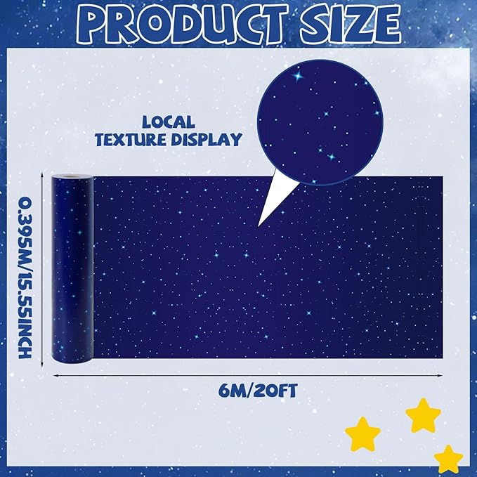 Outer Space Bulletin Board Roll Reusable Waterproof Erasable Blue Night Sky Board Galaxy Fabric Bulletin Board Fadeless Night Sky Background Galaxy Poster for Classroom Decor Wrap Craft 15.5" x20ft