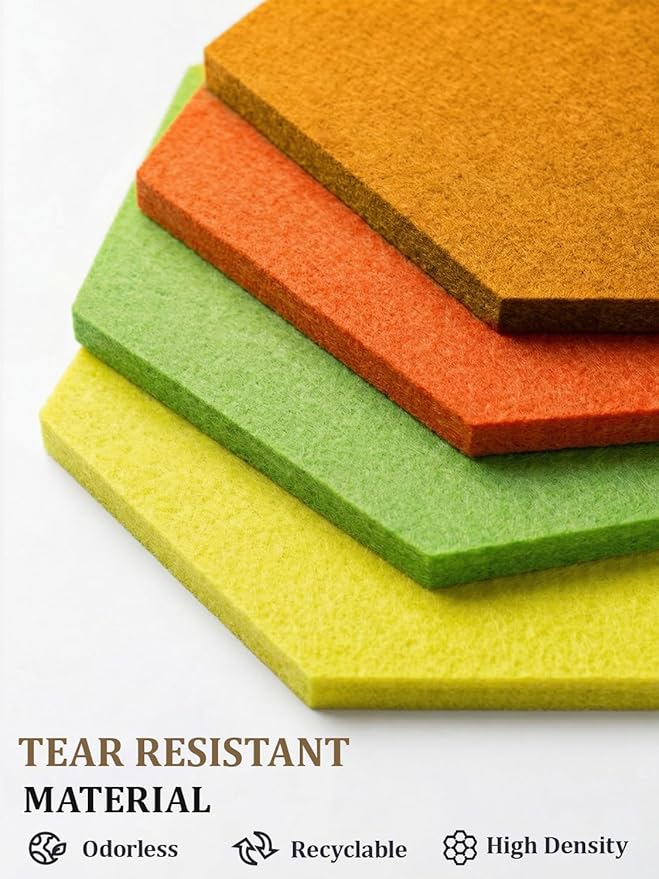 8 Pack Hexagon Felt Bulletin Board Tiles - 11.8" Large Thick Pin Board for Walls with 30 Push Pins, DIY Boards for Office Home School Decor, Aesthetic Hex Cork Board Alternative