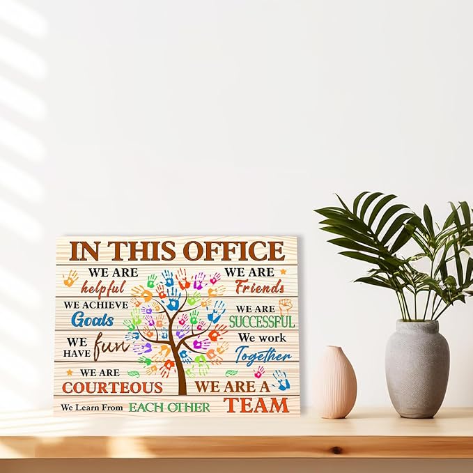 In This Office Wall Decor,Positive Teamwork Quote We Are A Team Wall Art Canvas Framed for Home Office Wall Decor 12 x 15 in